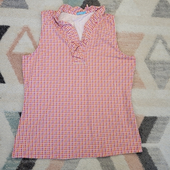 J. McLaughlin Durham Sleeveless Ruffle Sleeveless Tank Top Large - Picture 2 of 7